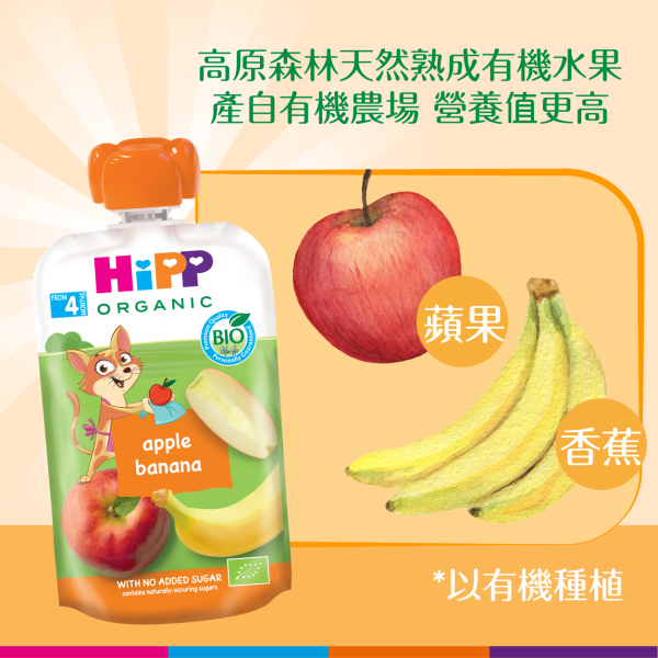 HiPP喜寶有機蘋果香蕉果蓉唧唧裝 (100克) 6支裝 - Image 3