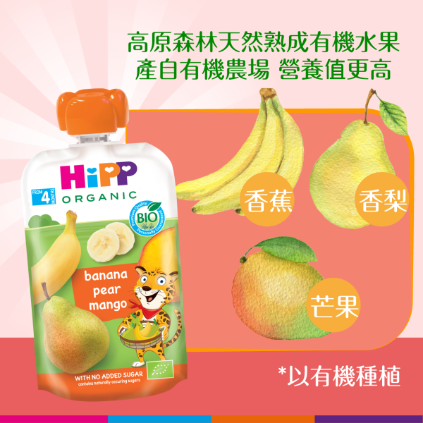 HiPP喜寶有機香蕉洋梨芒果唧唧裝(100克) 6支裝 - Image 3