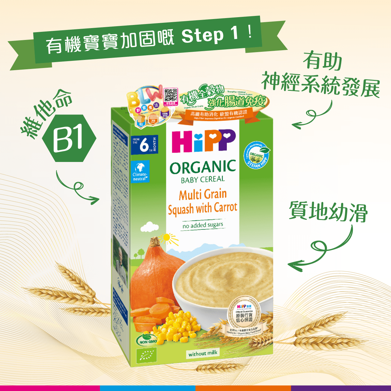HiPP喜寶有機米糊 - 南瓜多穀物 (200克)