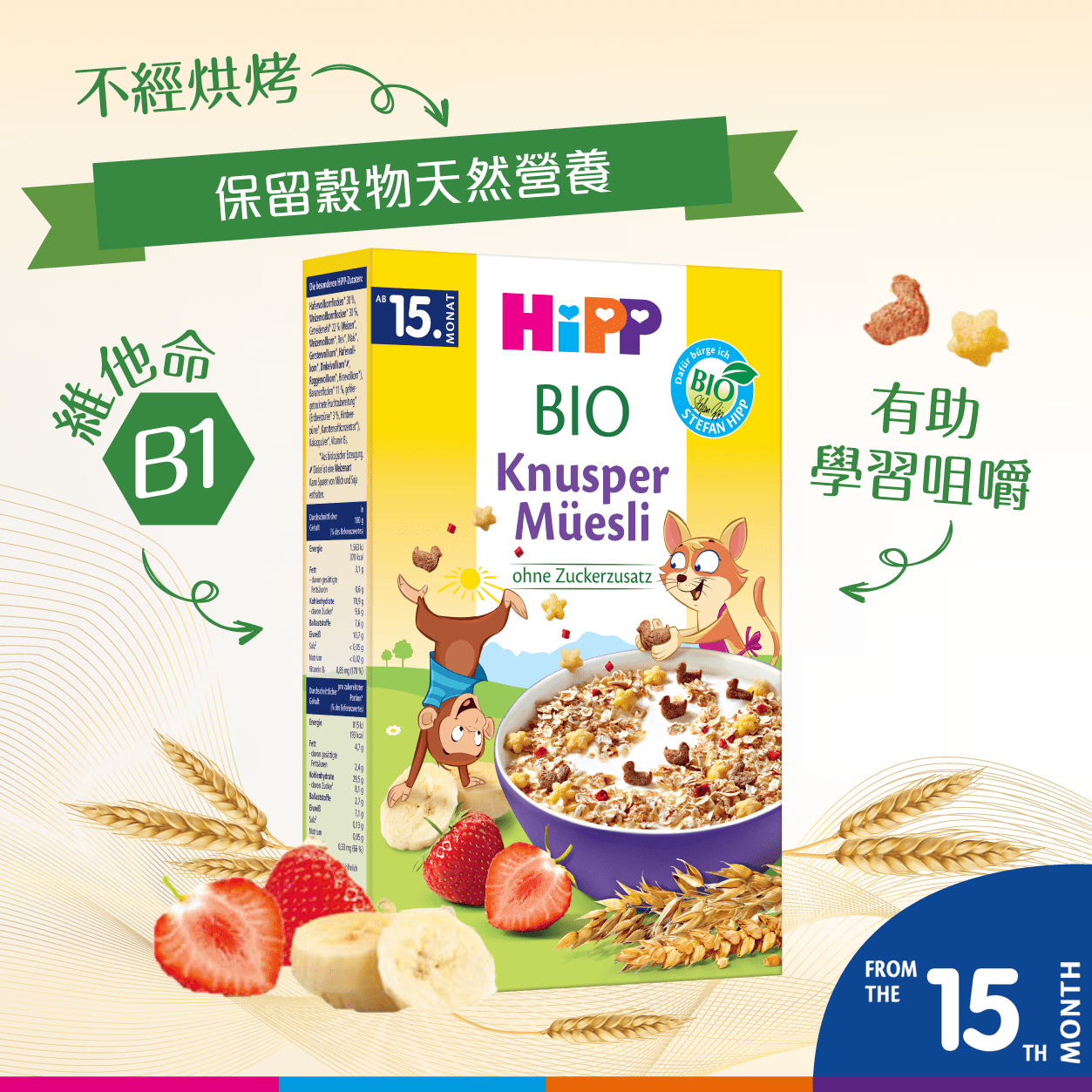 HiPP喜寶有機穀物片 - 雜果脆脆 (200克)