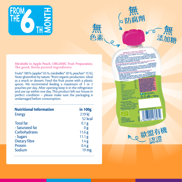 HiPP Organic Mirabelle in Apple Peach 6pcs - Image 2