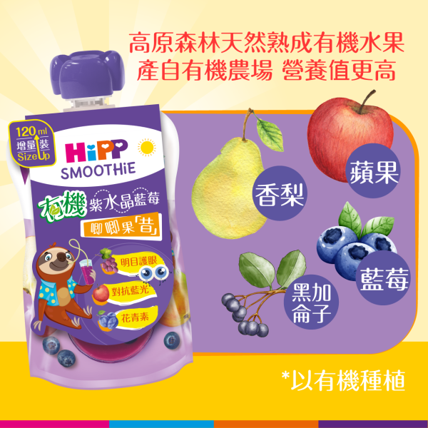 HiPP喜寶有機紫水晶藍莓唧唧果昔 (120亳升) 6支裝 (最佳食用日期: 2025年9月11日) - Image 3